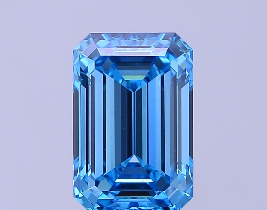 Lab-Grown Emerald Diamond - 4.06 Carats, Fancy Vivid Blue Color, VS1 Clarity - Certified by IGI - Report Number: LG675554928