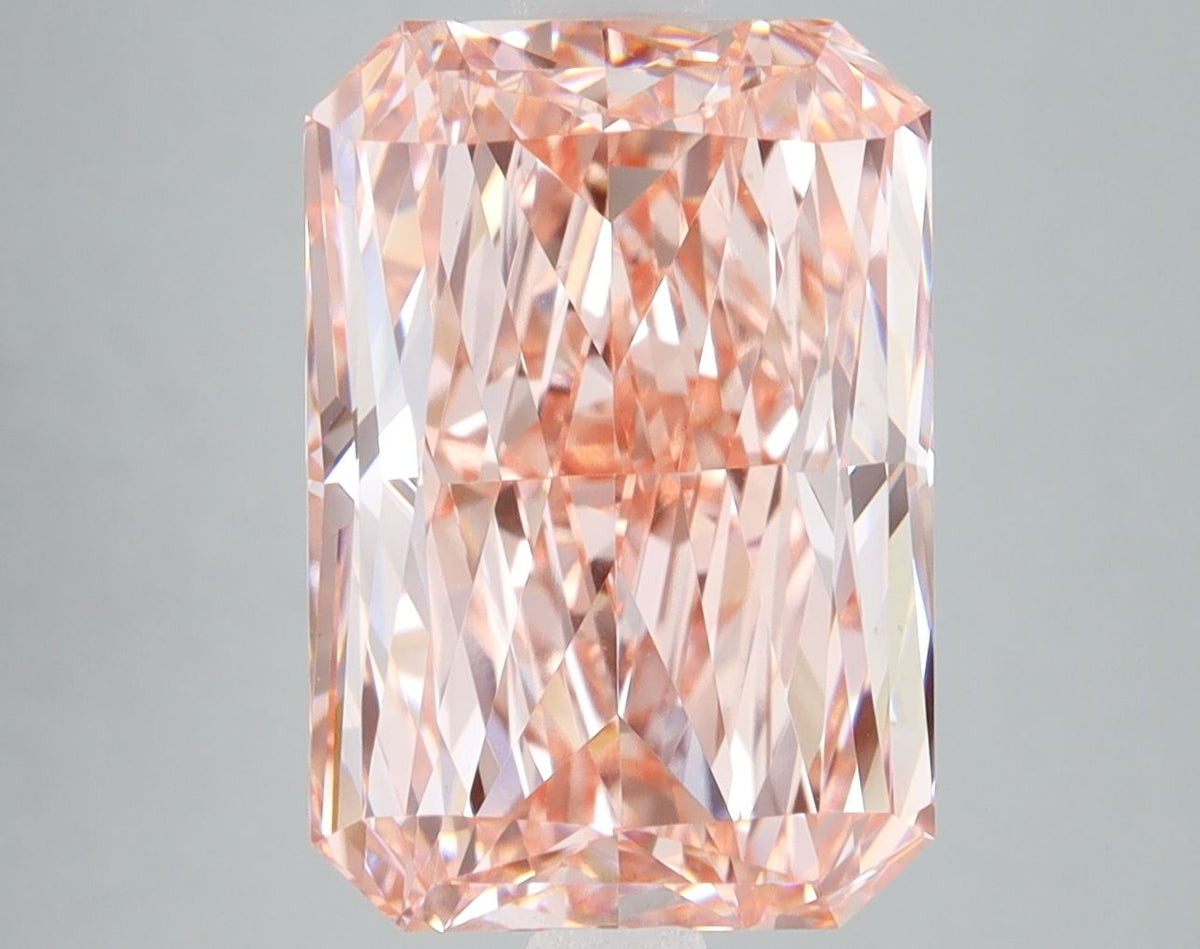 Lab-Grown Radiant Diamond - 7.09 Carats, Fancy Vivid Pink Color, VS1 Clarity - Certified by IGI - Report Number: LG666408692