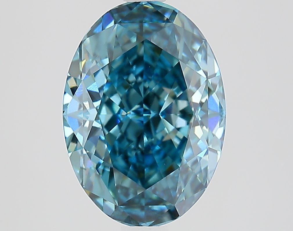 Lab-Grown Oval Diamond - 3.56 Carats, Fancy Vivid Blue Color, VVS2 Clarity - Certified by IGI - Report Number: LG649480228