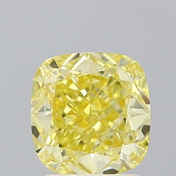 Lab-Grown Cushion Diamond - 1.55 Carats, Fancy Vivid Yellow Color, VVS2 Clarity - Certified by IGI - Report Number: LG600384068