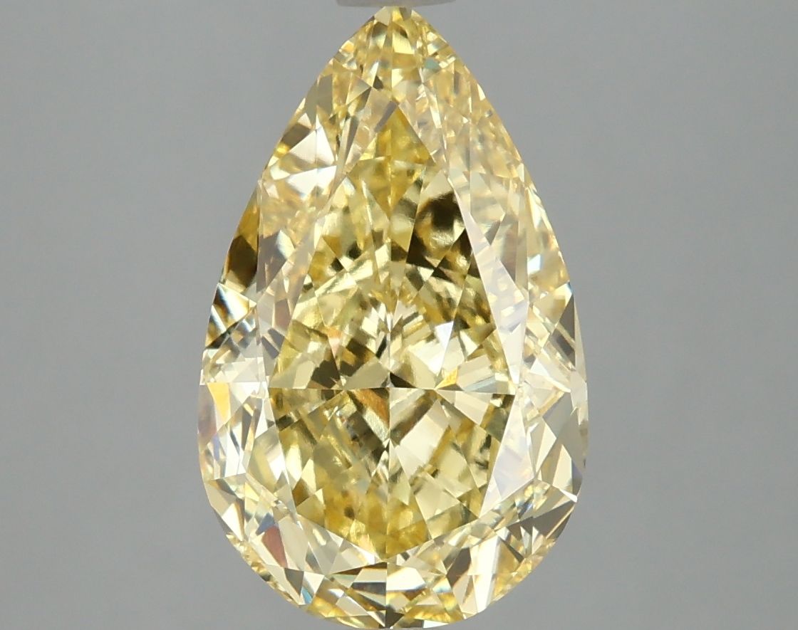 Lab-Grown Pear Diamond - 4.04 Carats, Fancy Vivid Yellow Color, VVS2 Clarity - Certified by IGI - Report Number: LG662416085