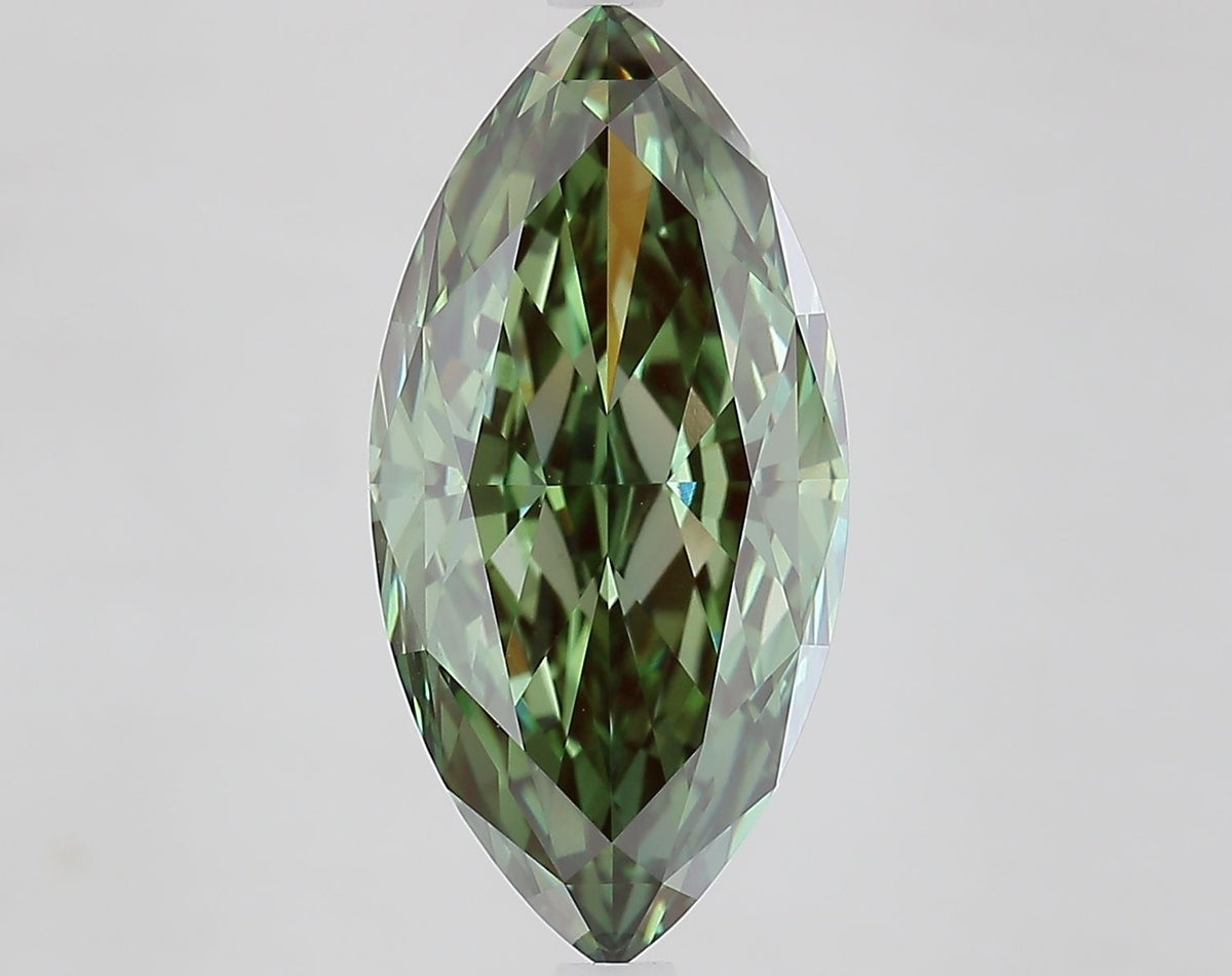 Lab-Grown Marquise Diamond - 5.89 Carats, Fancy Vivid Green Color, VS1 Clarity - Certified by IGI - Report Number: LG683581587