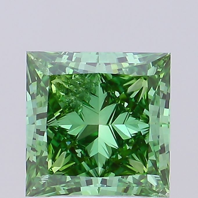 Lab-Grown Princess Diamond - 3.01 Carats, Fancy Vivid Green Color, VS2 Clarity - Certified by IGI - Report Number: LG668427004