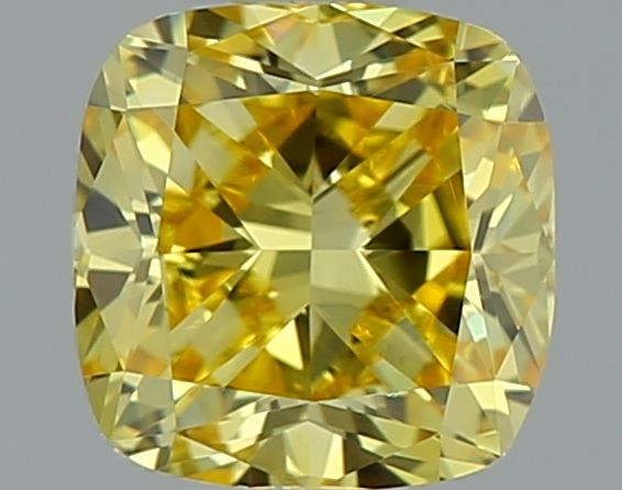 Lab-Grown Cushion Diamond - 0.5 Carats, Fancy Vivid Yellow Color, VVS1 Clarity - Certified by IGI - Report Number: LG640445928