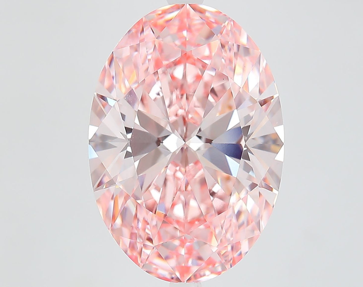 Lab-Grown Oval Diamond - 8.72 Carats, Fancy Vivid Pink Color, VS1 Clarity - Certified by IGI - Report Number: LG650494281