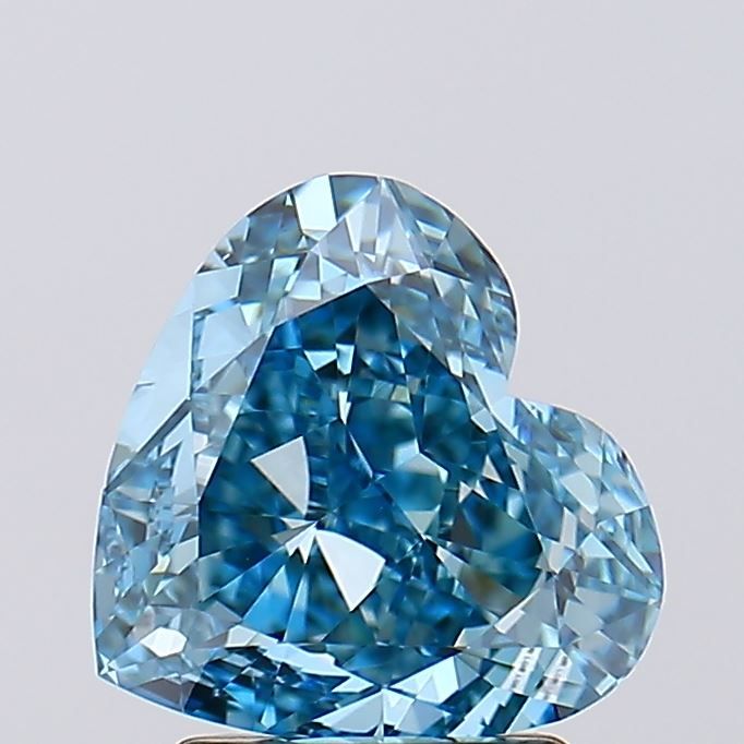 Lab-Grown Heart Diamond - 2.51 Carats, Fancy Vivid Blue Color, VVS2 Clarity - Certified by IGI - Report Number: LG632445795