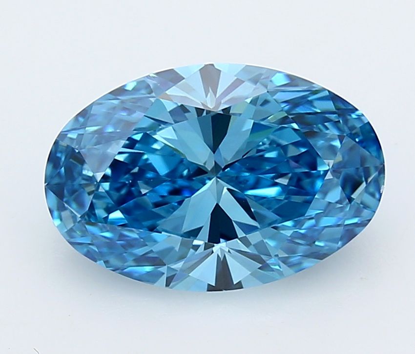 Lab-Grown Oval Diamond - 3.52 Carats, Fancy Vivid Blue Color, VVS2 Clarity - Certified by IGI - Report Number: LG667432823