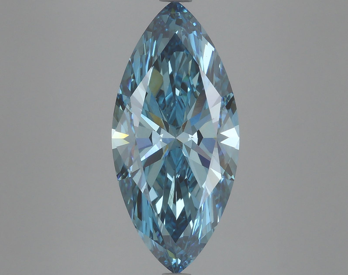 Lab-Grown Marquise Diamond - 4.75 Carats, Fancy Vivid Blue Color, VVS2 Clarity - Certified by IGI - Report Number: LG621451424