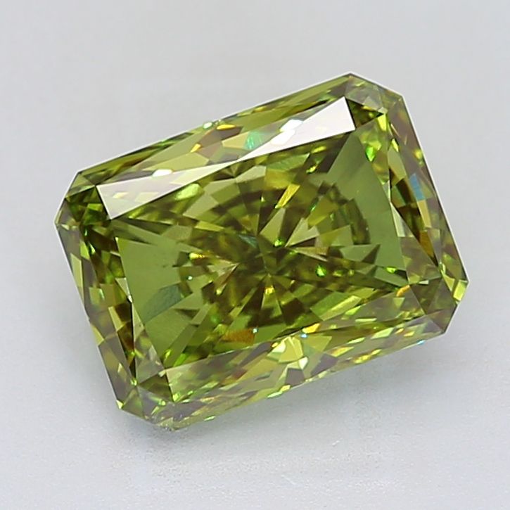 Lab-Grown Radiant Diamond - 6.08 Carats, Fancy Vivid Green Color, VS1 Clarity - Certified by IGI - Report Number: LG681566769