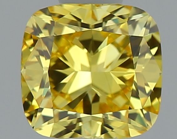 Lab-Grown Cushion Diamond - 0.51 Carats, Fancy Vivid Yellow Color, VVS1 Clarity - Certified by IGI - Report Number: LG639406560