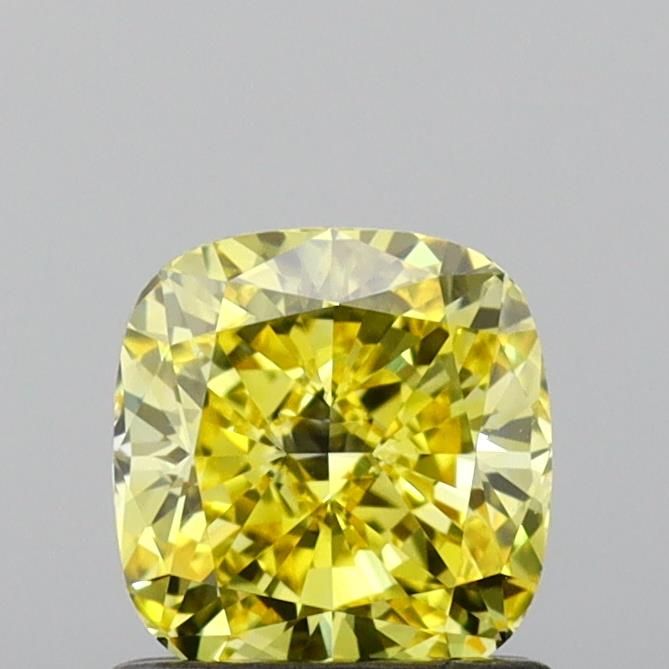 Lab-Grown Cushion Diamond - 1.01 Carats, Fancy Vivid Yellow Color, VVS1 Clarity - Certified by IGI - Report Number: LG653451834