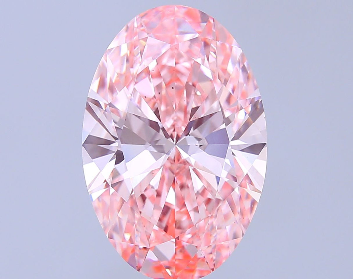 Lab-Grown Oval Diamond - 8.02 Carats, Fancy Vivid Pink Color, VS1 Clarity - Certified by IGI - Report Number: LG689542155