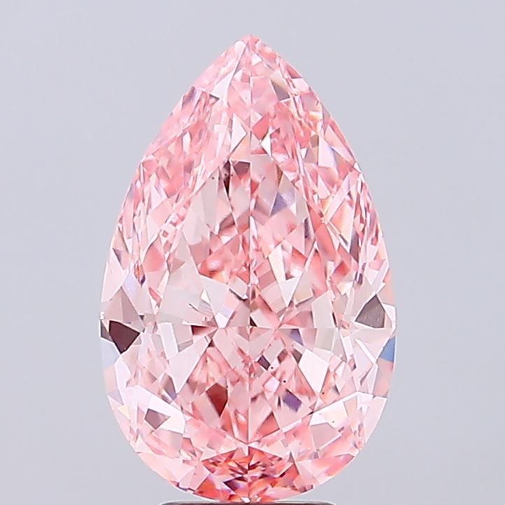 Lab-Grown Pear Diamond - 6.65 Carats, Fancy Vivid Pink Color, VS1 Clarity - Certified by IGI - Report Number: LG661407642
