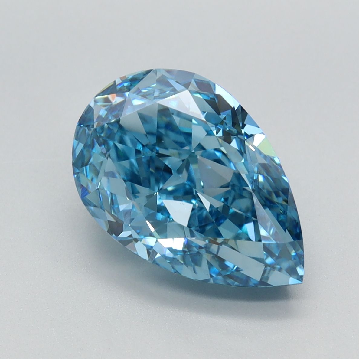 Lab-Grown Pear Diamond - 3.56 Carats, Fancy Vivid Blue Color, VS1 Clarity - Certified by IGI - Report Number: LG623496615