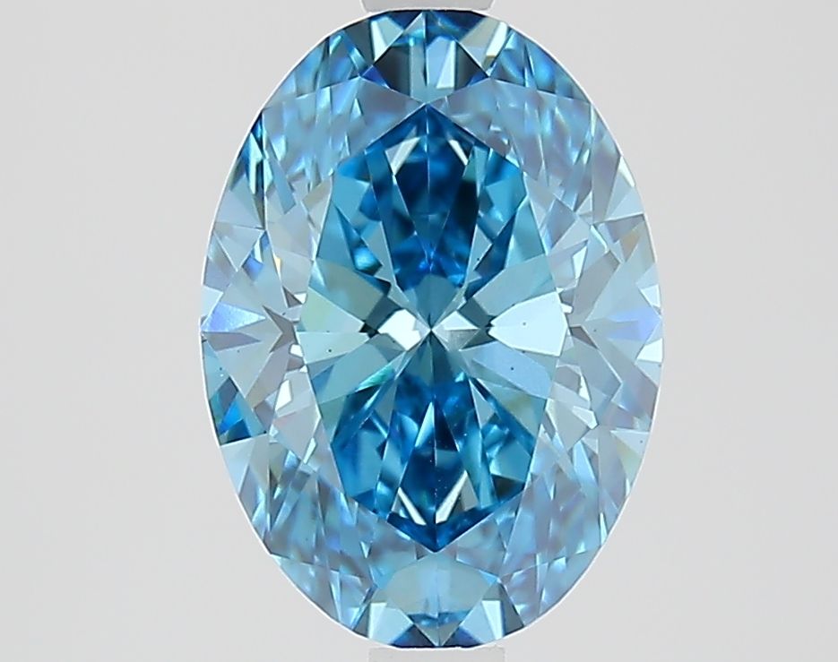 Lab-Grown Oval Diamond - 2.54 Carats, Fancy Vivid Blue Color, VS2 Clarity - Certified by IGI - Report Number: LG648427585
