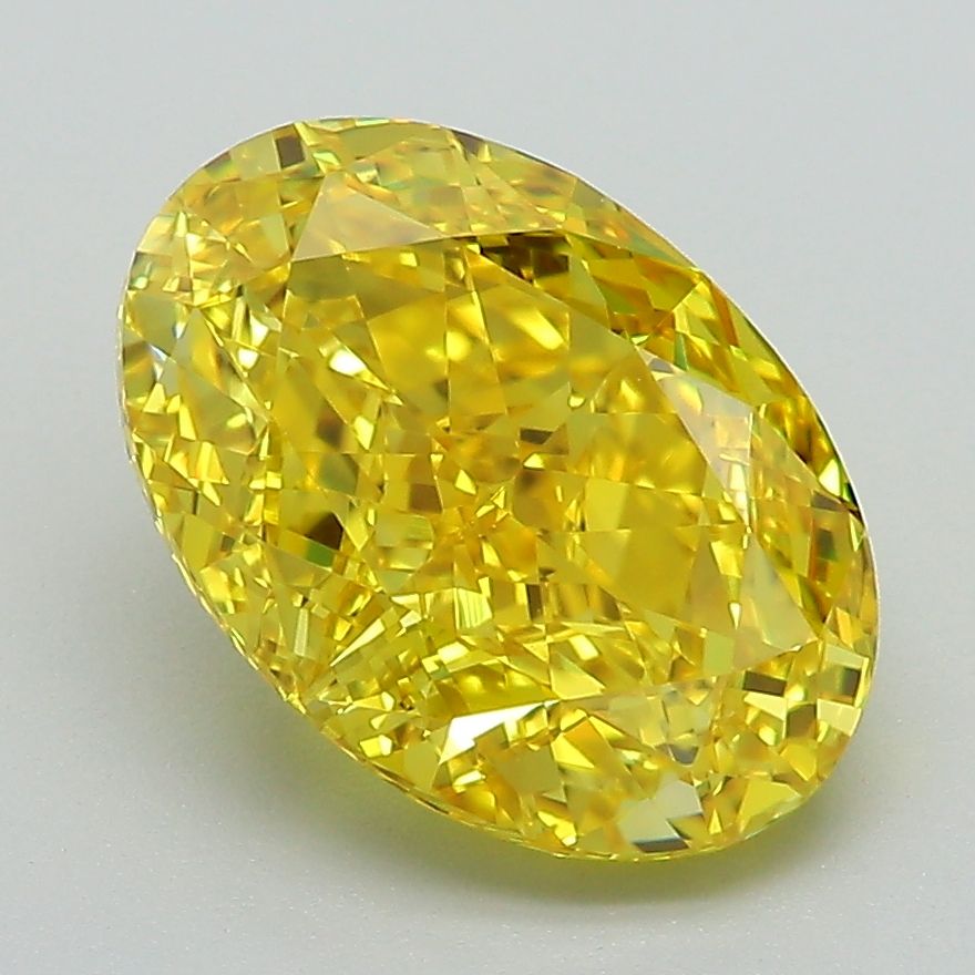 Lab-Grown Oval Diamond - 3.58 Carats, Fancy Vivid Yellow Color, VVS2 Clarity - Certified by IGI - Report Number: LG584355768