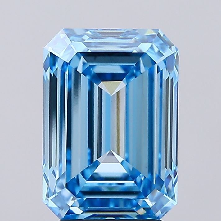 Lab-Grown Emerald Diamond - 4.01 Carats, Fancy Vivid Blue Color, VVS2 Clarity - Certified by IGI - Report Number: LG666428066