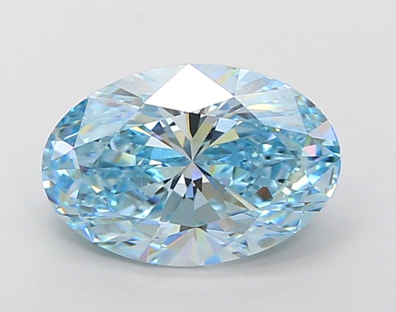 Lab-Grown Oval Diamond - 4.02 Carats, Fancy Intense Blue Color, VVS2 Clarity - Certified by IGI - Report Number: LG685586165