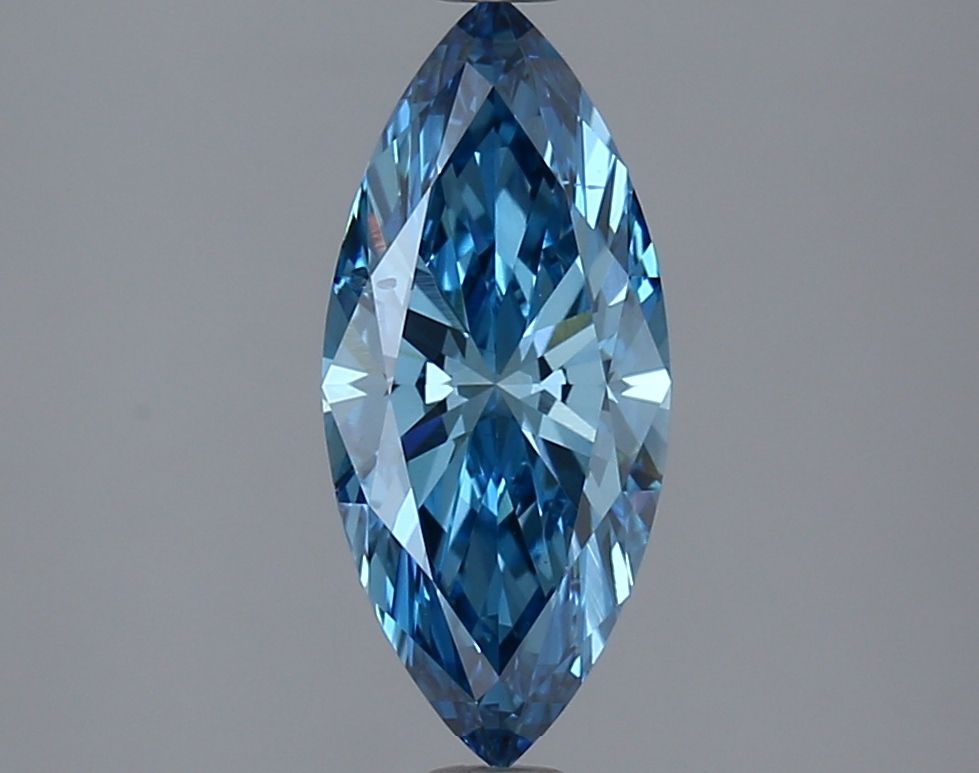 Lab-Grown Marquise Diamond - 1.47 Carats, Fancy Vivid Blue Color, VS2 Clarity - Certified by IGI - Report Number: LG616420417
