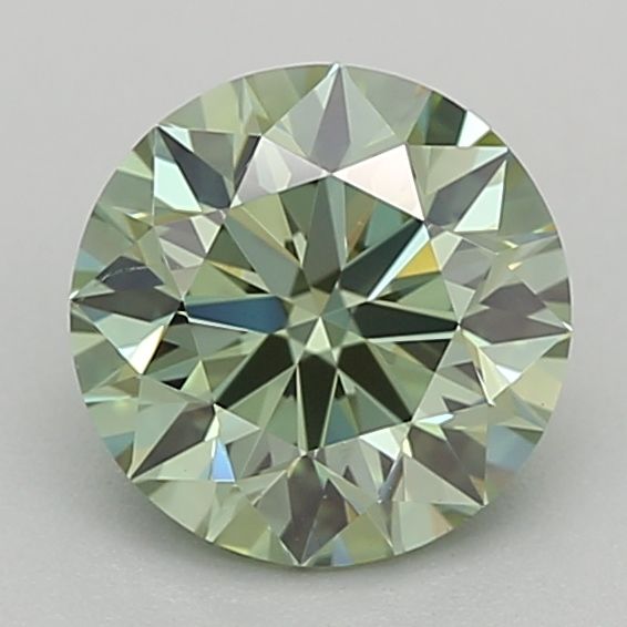 Lab-Grown Round Diamond - 0.88 Carats, Fancy Vivid Green Color, VVS2 Clarity - Certified by IGI - Report Number: LG642482628