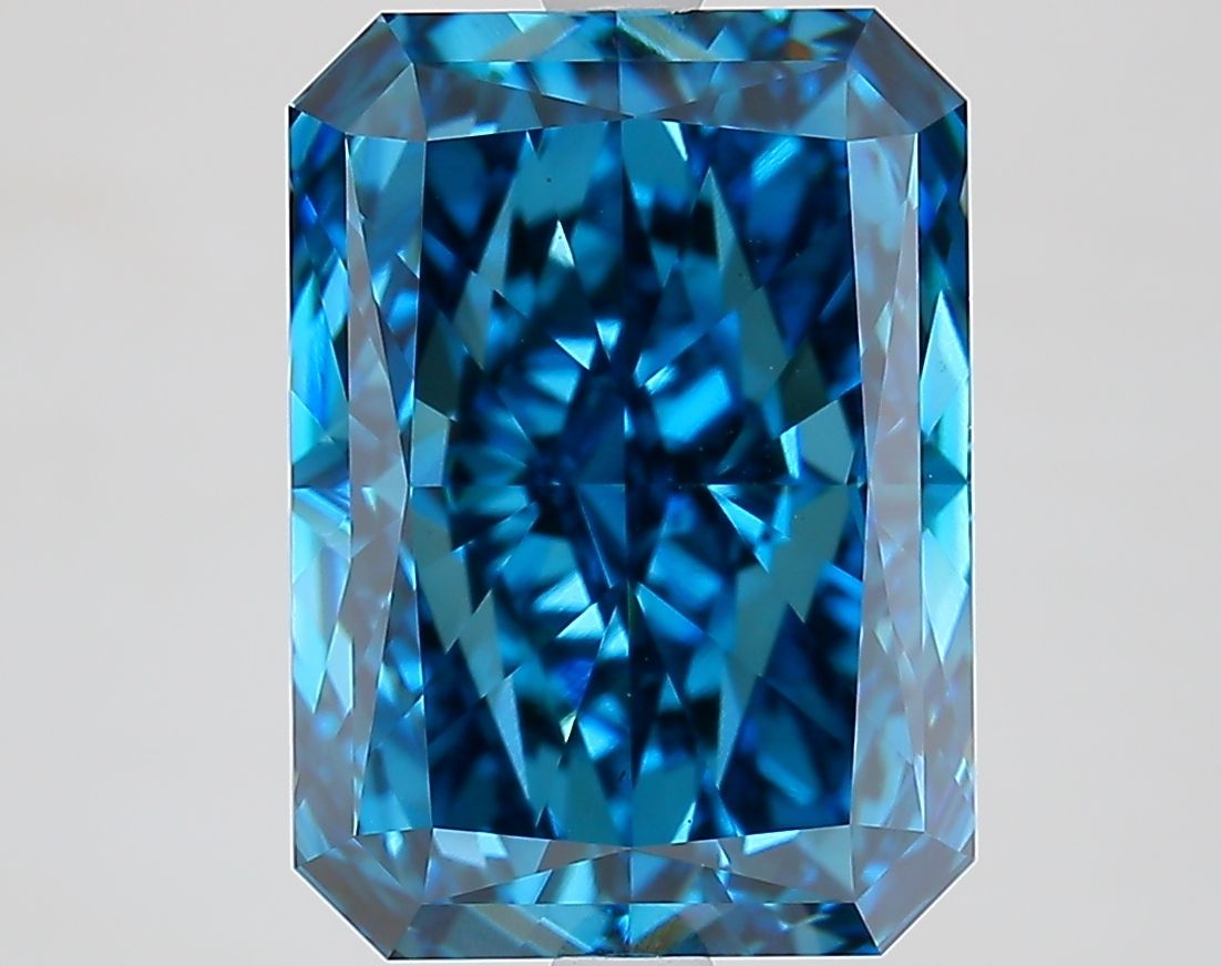 Lab-Grown Radiant Diamond - 6.19 Carats, Fancy Vivid Blue Color, VS1 Clarity - Certified by IGI - Report Number: LG646453719