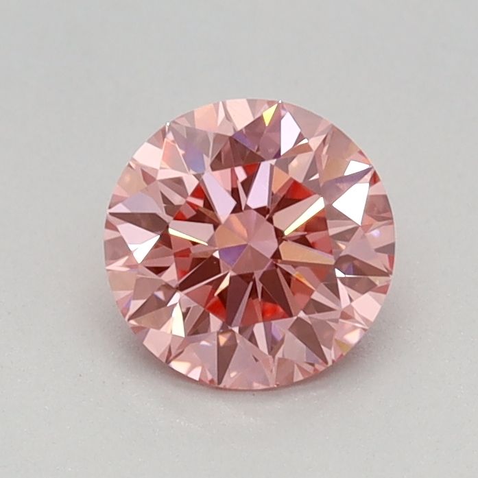 Lab-Grown Round Diamond - 0.5 Carats, Fancy Vivid Pink Color, VVS2 Clarity - Certified by IGI - Report Number: LG674552646