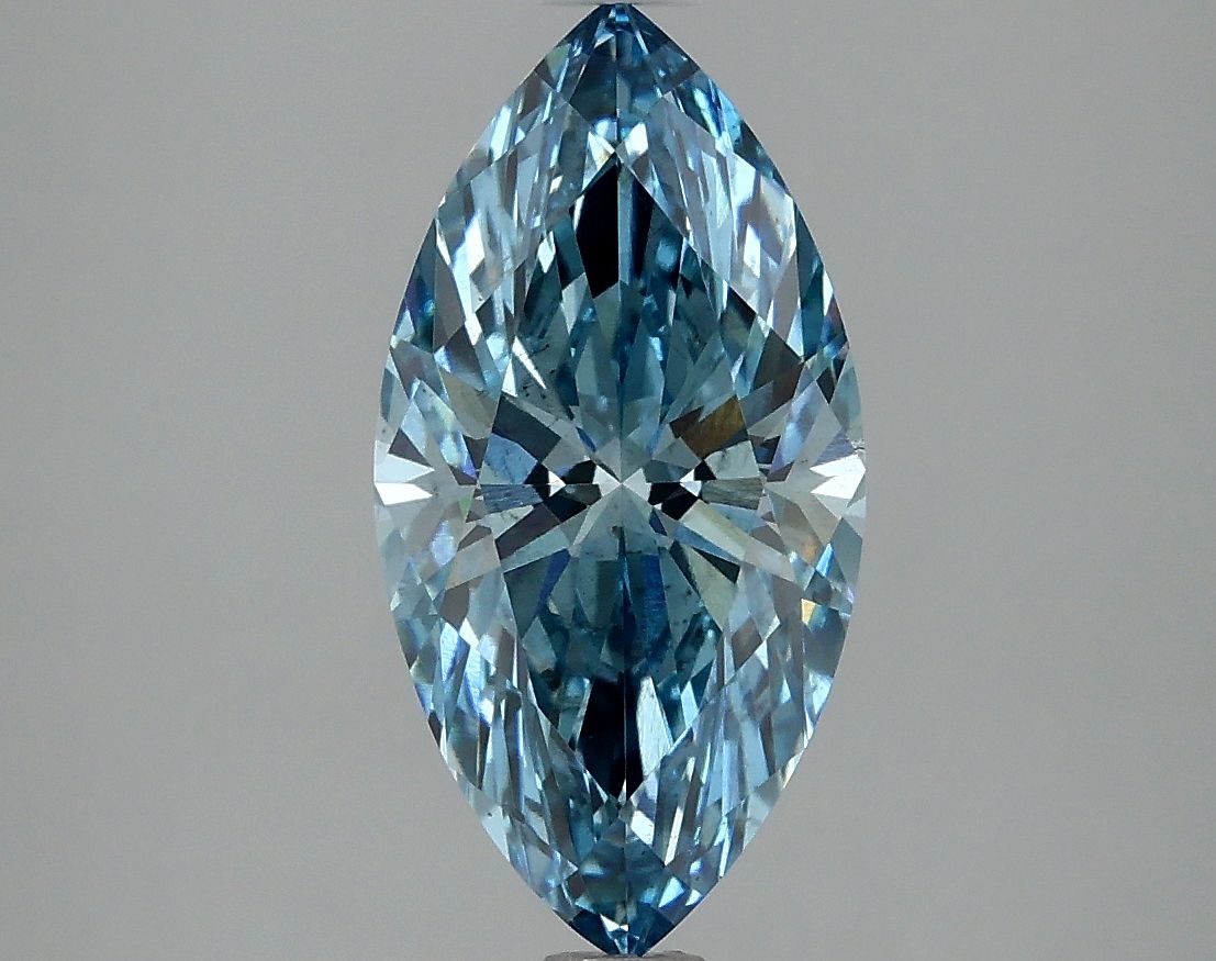 Lab-Grown Marquise Diamond - 2.01 Carats, Fancy Vivid Blue Color, VS2 Clarity - Certified by IGI - Report Number: LG634425270