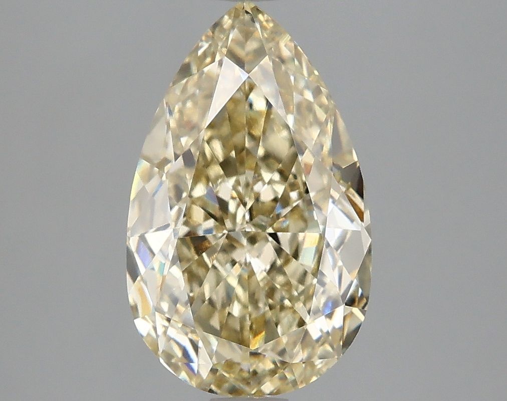 Lab-Grown Pear Diamond - 3.03 Carats, Fancy Yellow Color, VVS2 Clarity - Certified by IGI - Report Number: LG665425689