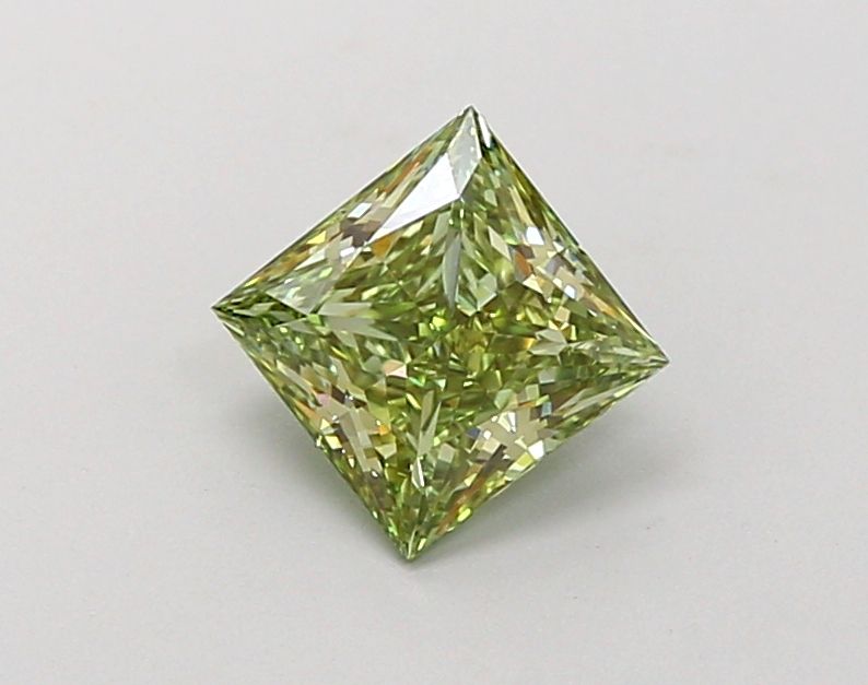 Lab-Grown Princess Diamond - 1.01 Carats, Fancy Vivid Green Color, VVS2 Clarity - Certified by IGI - Report Number: LG660422362