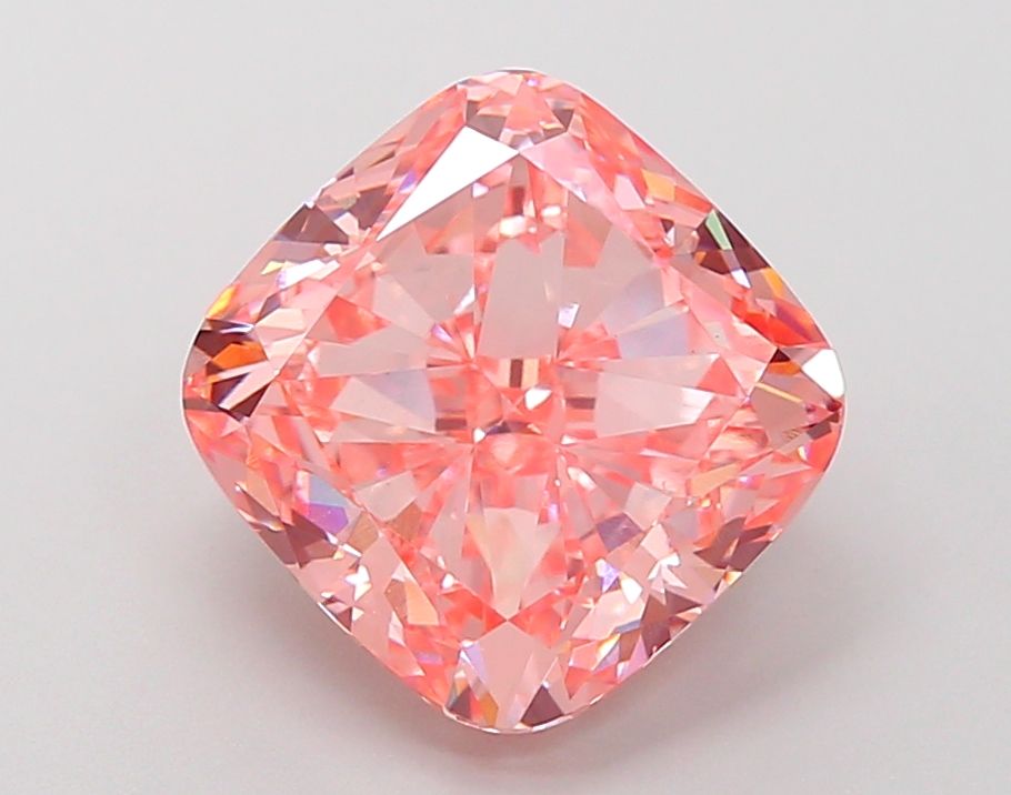 Lab-Grown Cushion Diamond - 5.03 Carats, Fancy Vivid Pink Color, VS2 Clarity - Certified by IGI - Report Number: LG680509975