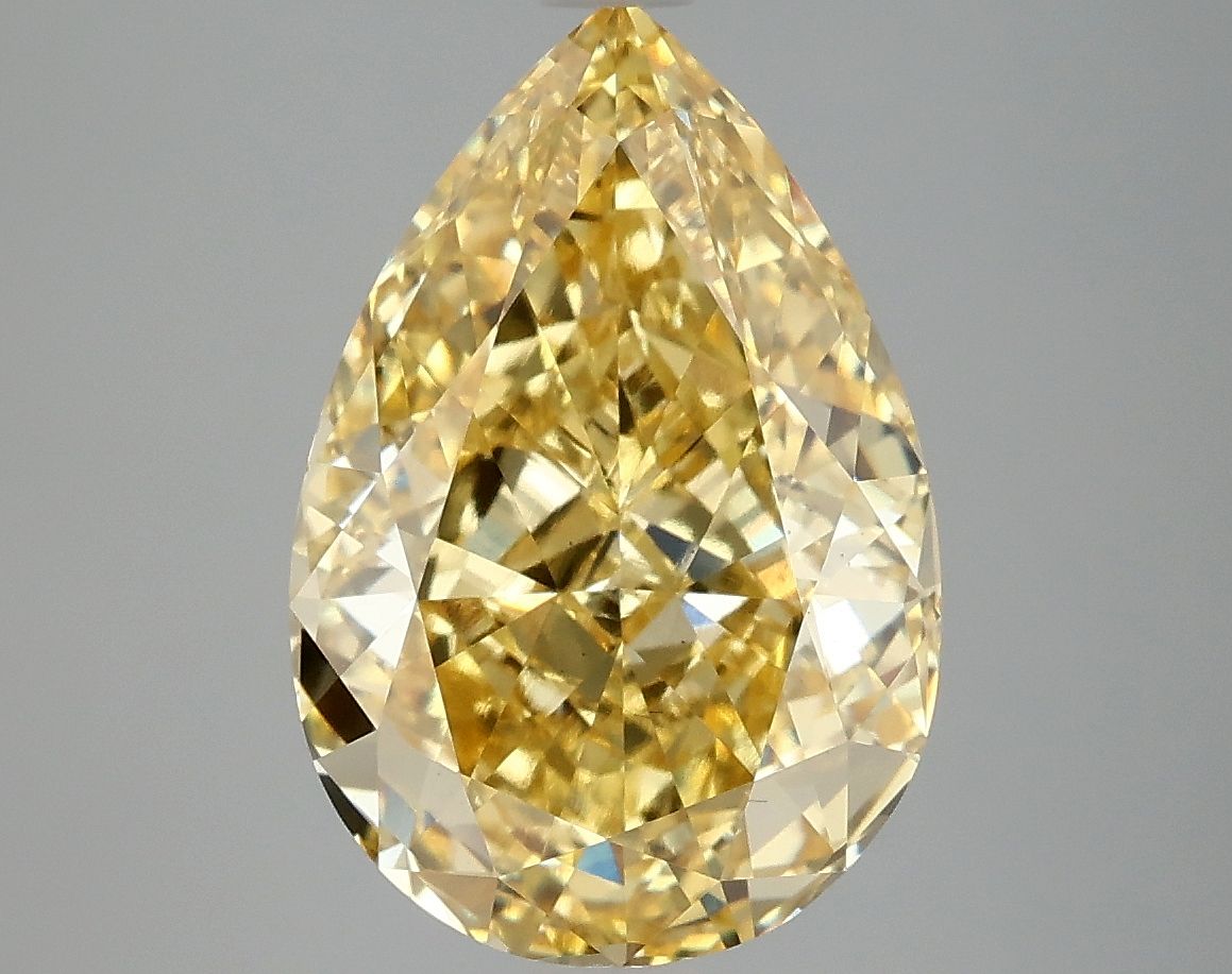 Lab-Grown Pear Diamond - 5.02 Carats, Fancy Vivid Yellow Color, VS2 Clarity - Certified by IGI - Report Number: LG668454715