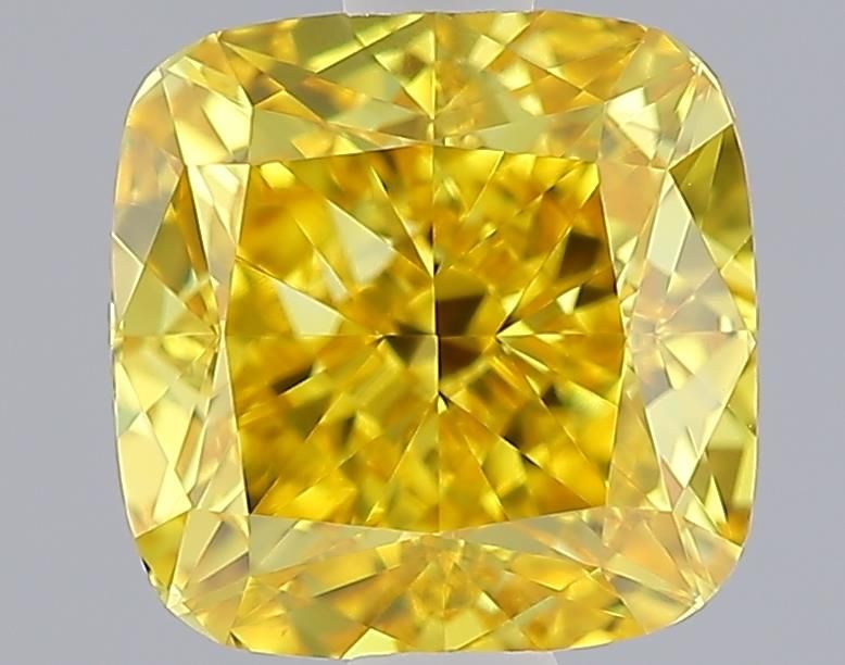 Lab-Grown Cushion Diamond - 1.51 Carats, Fancy Vivid Yellow Color, VVS2 Clarity - Certified by IGI - Report Number: LG643411286