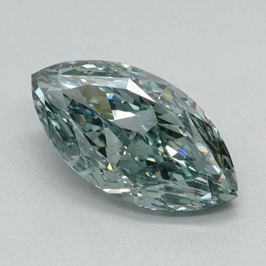 Lab-Grown Marquise Diamond - 1.11 Carats, Fancy Vivid Green Color, VS1 Clarity - Certified by IGI - Report Number: LG681558548
