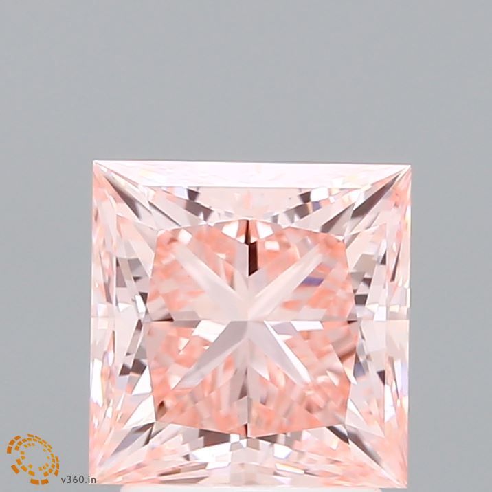 Lab-Grown Princess Diamond - 2.63 Carats, Fancy Intense Pink Color, VVS2 Clarity - Certified by IGI - Report Number: LG647479412