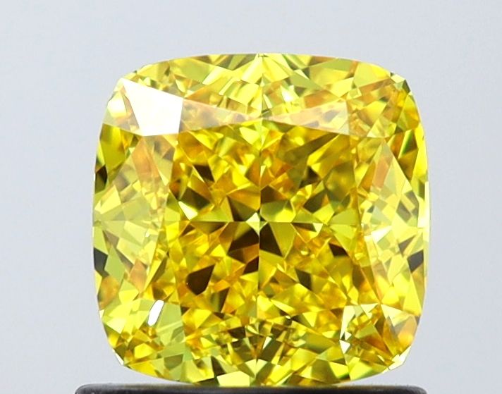 Lab-Grown Cushion Diamond - 1.14 Carats, Fancy Vivid Yellow Color, VVS1 Clarity - Certified by IGI - Report Number: LG646473158
