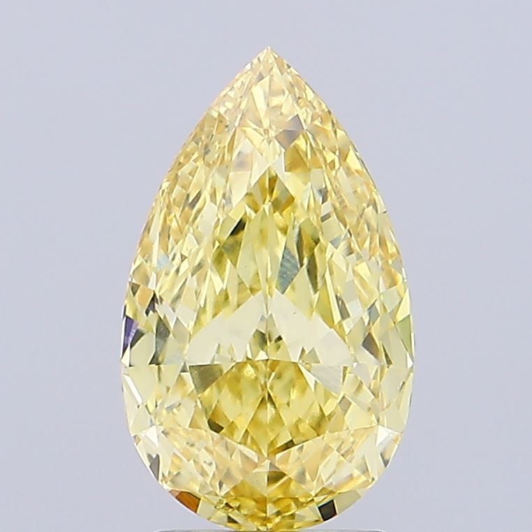 Lab-Grown Pear Diamond - 2.6 Carats, Fancy Intense Yellow Color, VVS2 Clarity - Certified by IGI - Report Number: LG668407633