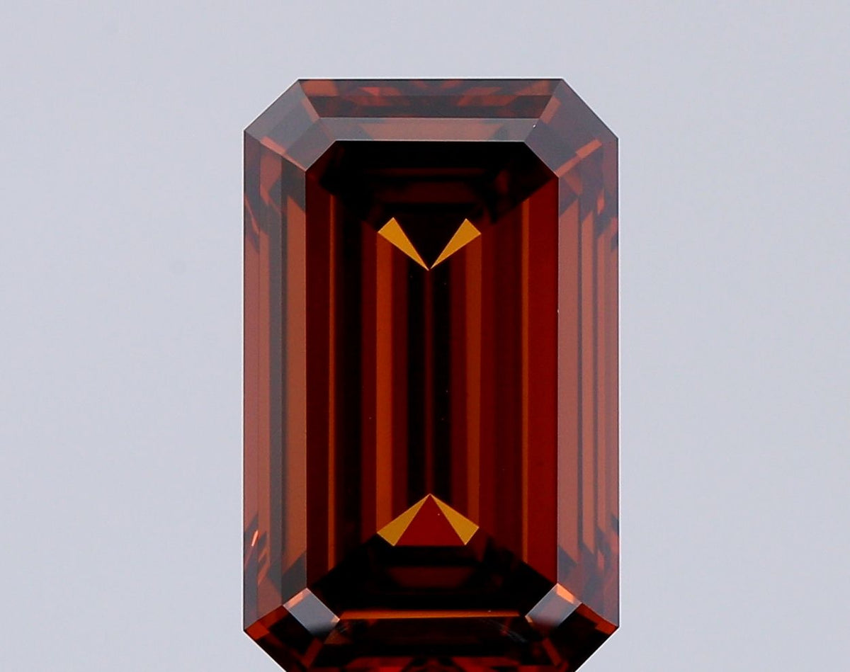 Lab-Grown Emerald Diamond - 5.24 Carats, Fancy Deep Orange Color, VVS2 Clarity - Certified by IGI - Report Number: LG635411229