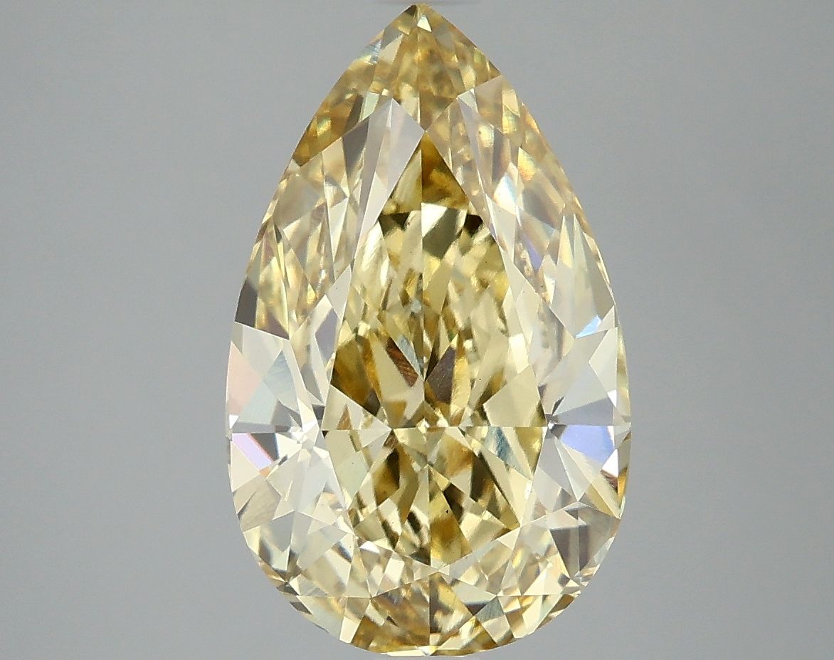 Lab-Grown Pear Diamond - 4.67 Carats, Fancy Vivid Yellow Color, VS1 Clarity - Certified by IGI - Report Number: LG647478138