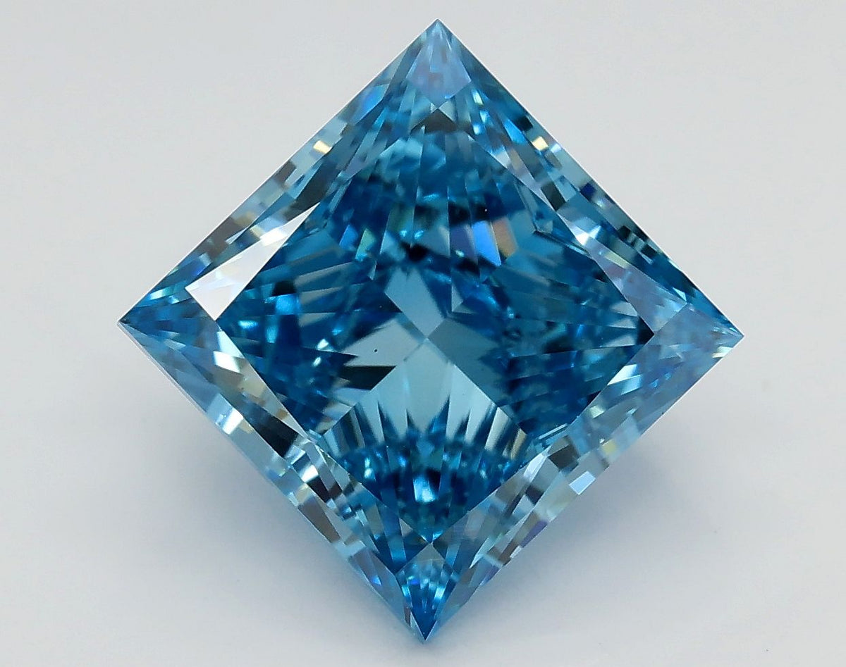 Lab-Grown Princess Diamond - 4.5 Carats, Fancy Vivid Blue Color, VS2 Clarity - Certified by IGI - Report Number: LG536299266