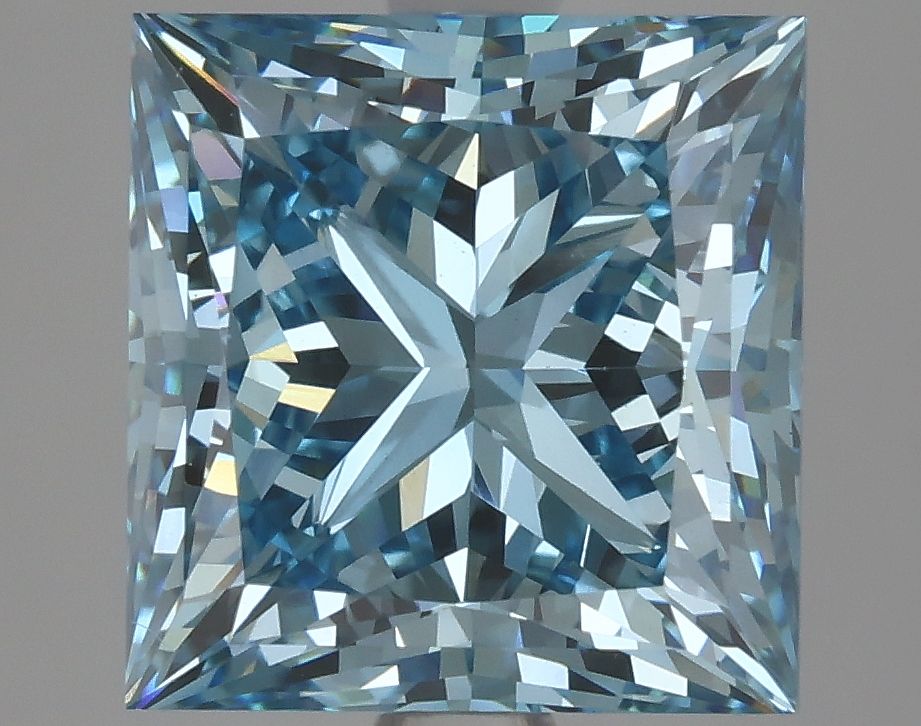 Lab-Grown Princess Diamond - 3.52 Carats, Fancy Vivid Blue Color, VS1 Clarity - Certified by IGI - Report Number: LG625410119
