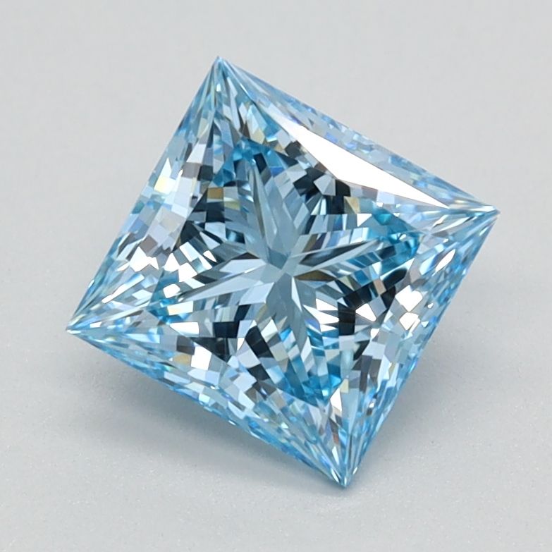 Lab-Grown Princess Diamond - 1.1 Carats, Fancy Vivid Blue Color, VS1 Clarity - Certified by IGI - Report Number: LG620424100