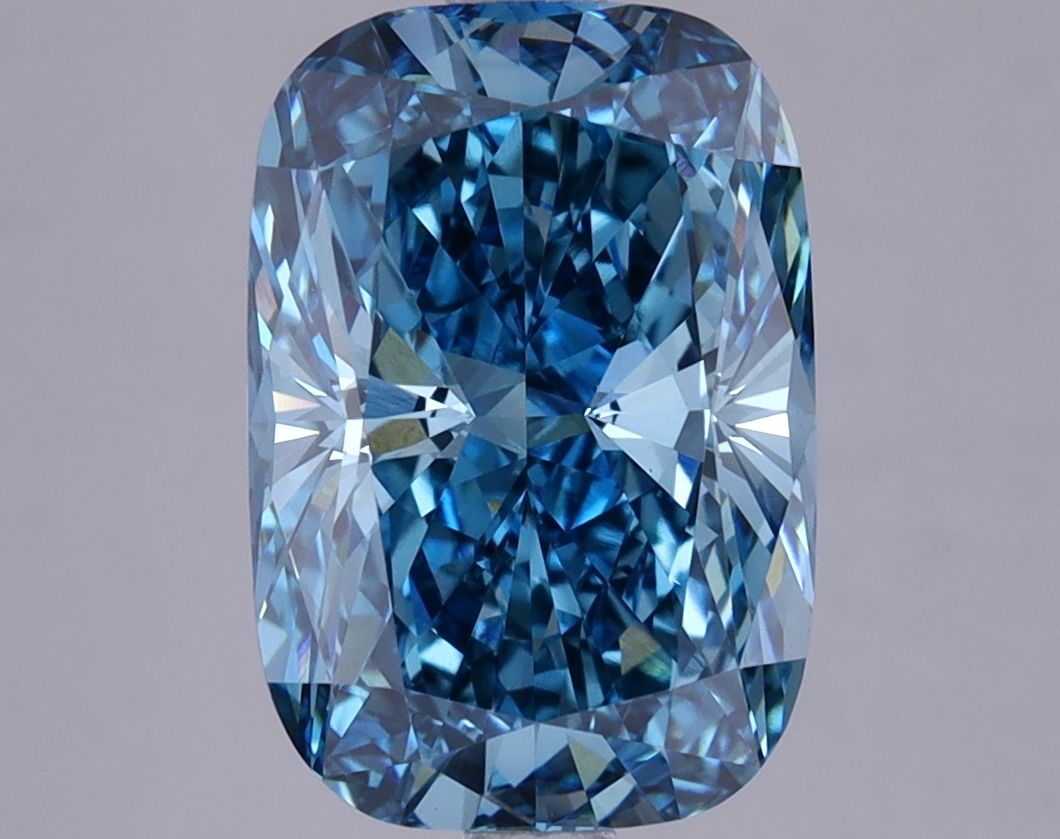 Lab-Grown Cushion Diamond - 3.5 Carats, Fancy Vivid Blue Color, VVS2 Clarity - Certified by IGI - Report Number: LG625486464