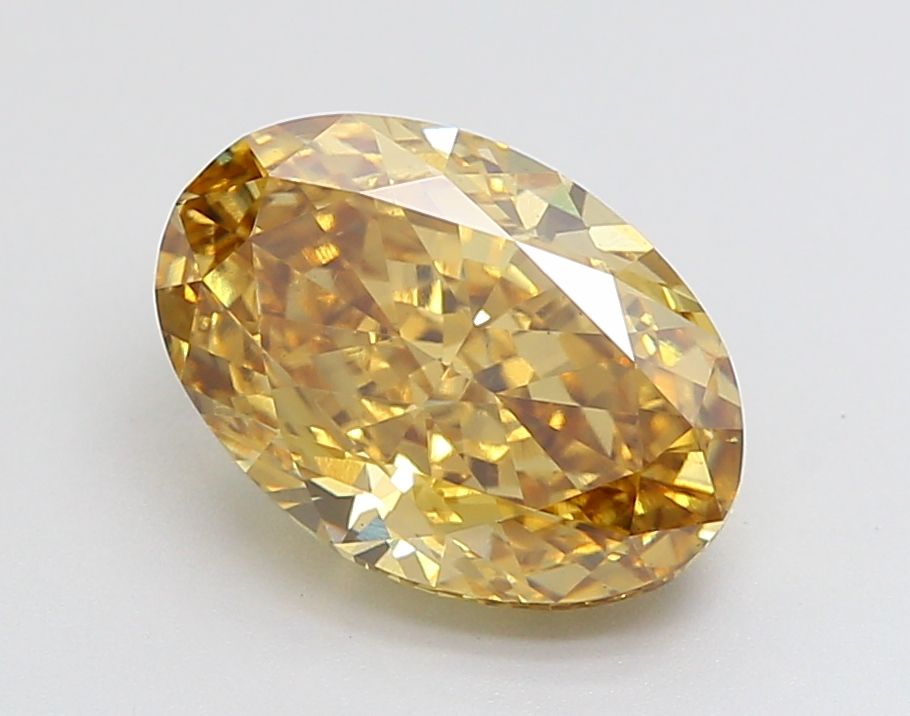 Lab-Grown Oval Diamond - 3.6 Carats, Fancy Vivid Brown Yellow Color, VS1 Clarity - Certified by IGI - Report Number: LG645407868
