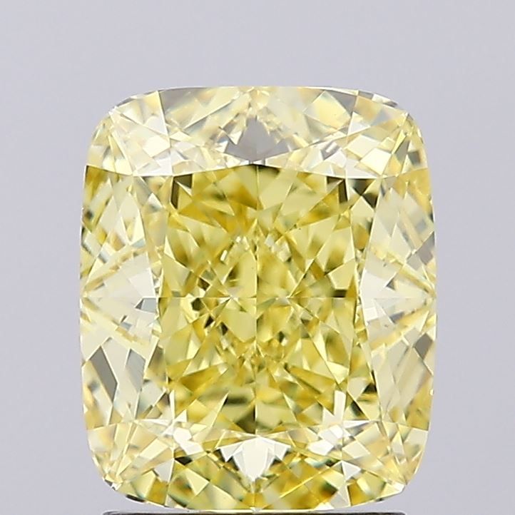 Lab-Grown Cushion Diamond - 2.47 Carats, Fancy Vivid Yellow Color, VVS2 Clarity - Certified by IGI - Report Number: LG659462061