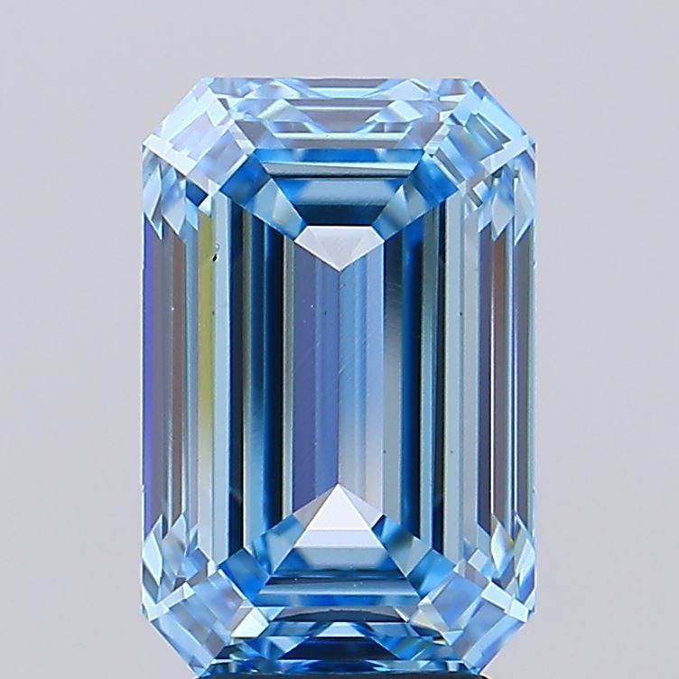 Lab-Grown Emerald Diamond - 5.03 Carats, Fancy Vivid Blue Color, VVS2 Clarity - Certified by IGI - Report Number: LG635421126
