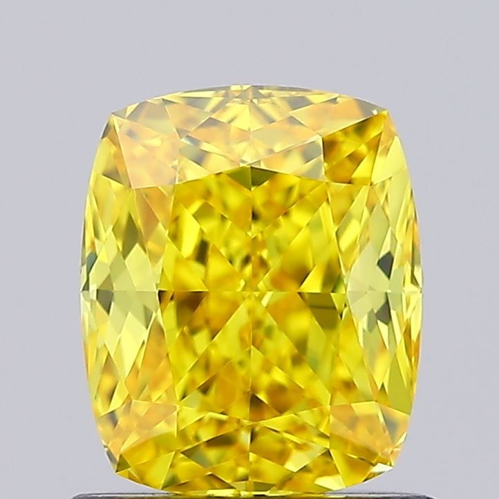 Lab-Grown Cushion Diamond - 1.06 Carats, Fancy Vivid Yellow Color, VVS2 Clarity - Certified by IGI - Report Number: LG659431324