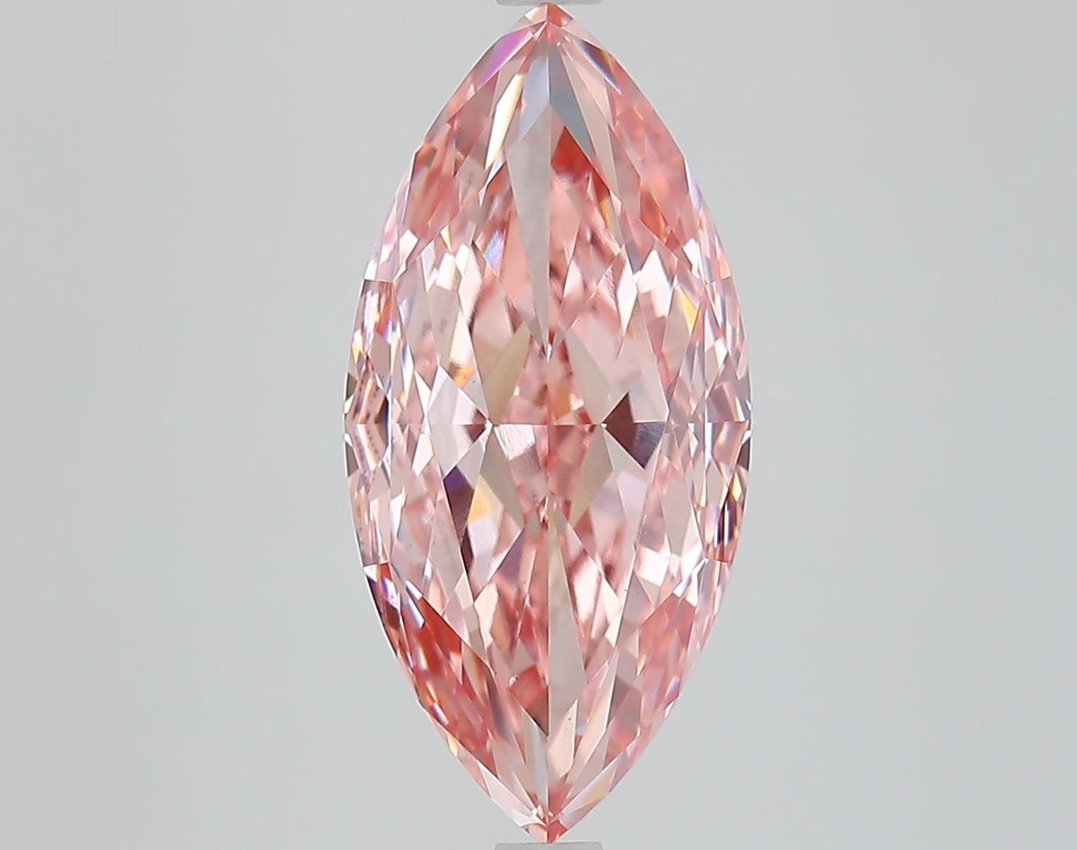 Lab-Grown Marquise Diamond - 5.31 Carats, Fancy Vivid Pink Color, VS1 Clarity - Certified by IGI - Report Number: LG649480231