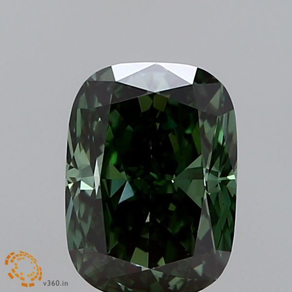 Lab-Grown Cushion Diamond - 1.41 Carats, Fancy Deep Green Color, VS1 Clarity - Certified by IGI - Report Number: LG630458207