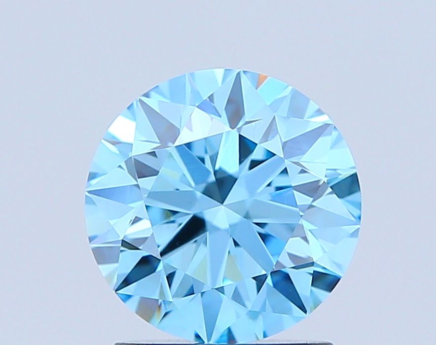 Lab-Grown Round Diamond - 1.57 Carats, Fancy Vivid Blue Color, VVS2 Clarity - Certified by IGI - Report Number: LG670433375