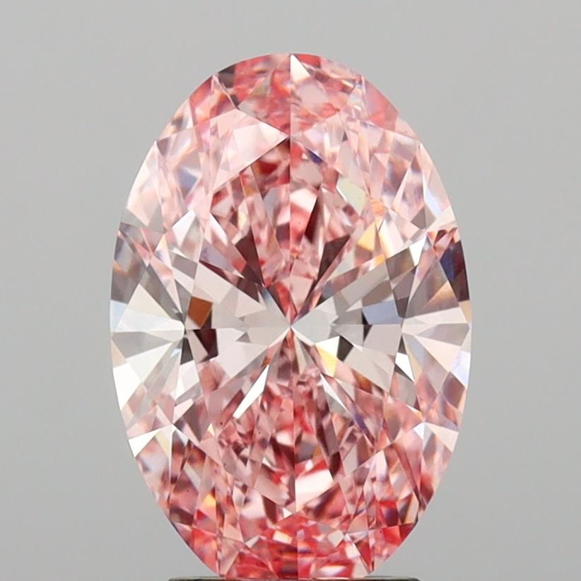 Lab-Grown Oval Diamond - 3.6 Carats, Fancy Vivid Pink Color, VS1 Clarity - Certified by IGI - Report Number: LG648475505